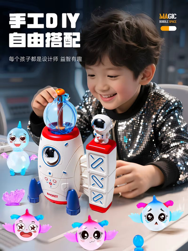 Space Magic Bobo Ball Sticky Music Balloon Inflator Boys Handmade Diy Children'S Toys Girls Gifts